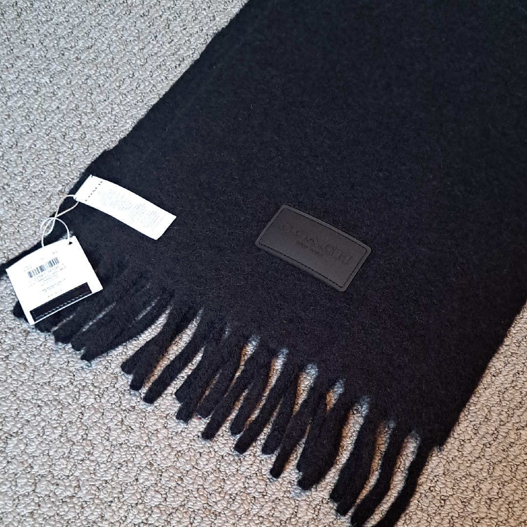 Nwt Coach Alpaca Fur Black Scarf